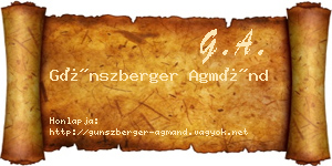 Günszberger Agmánd névjegykártya